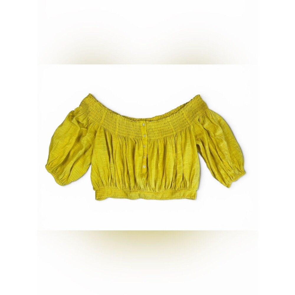 We The Free Off-the-Shoulder Smocked Crop Top – Large
